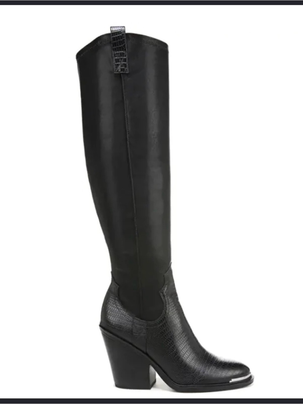 Franco Sarto Black Knee-High Western Block Heel Boots